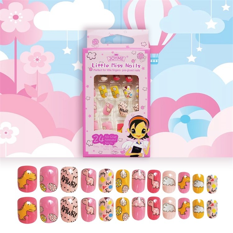 Quality Artifical Nail Tips For Kid Plastic Square Cute Nail 24Pcs