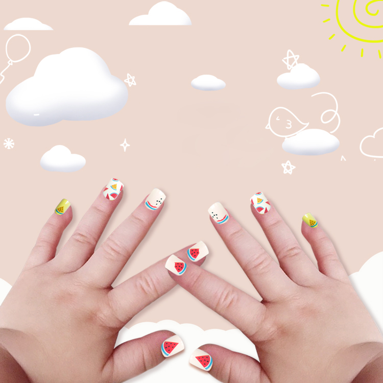Newair Printing Colorful Nail Tips Of Children's -Watermelon