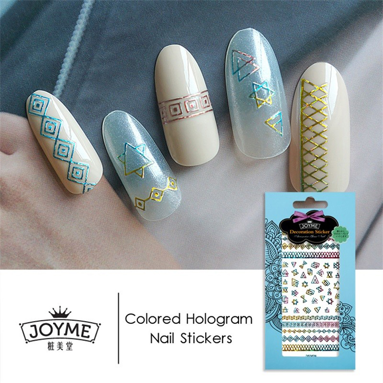 DIY Colored Hologram Nail Sticker-line&Star Design