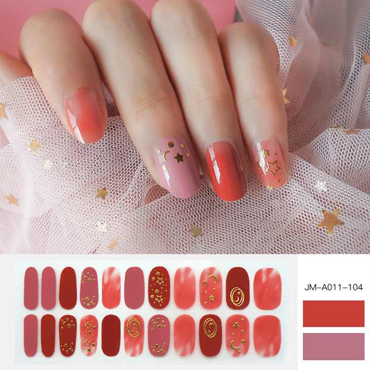 3D Gold Metallic Pink Ombre Nail Strips