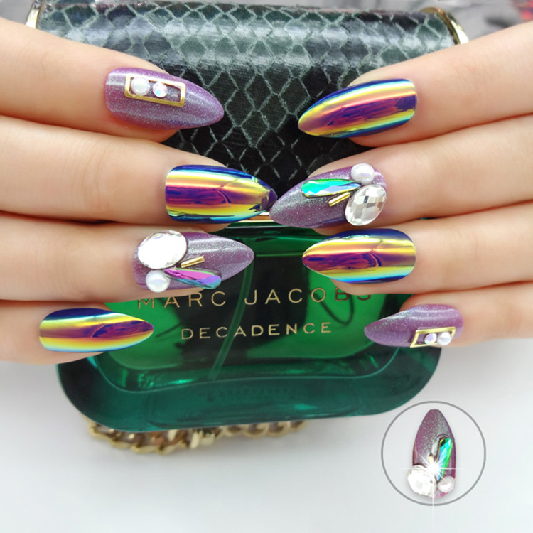 Fashion High Quality 24pcs Set Fantasy Shinning Korea False Nail Tips Press On Nails