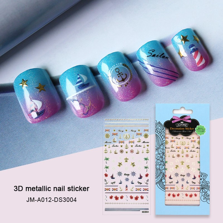 Navy Style Metallic 3D Nail Sticker