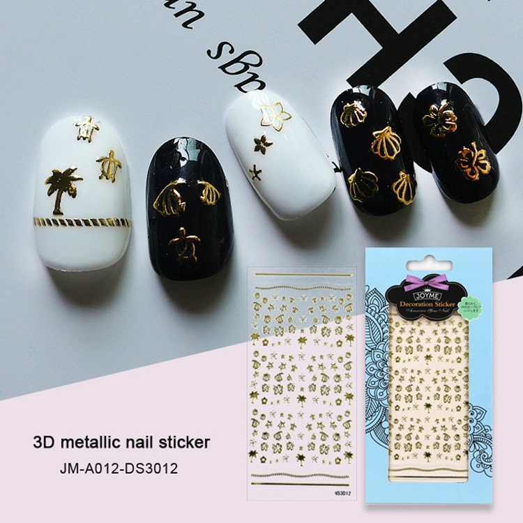 Beach Design 3D Meatllic Nail Sticker