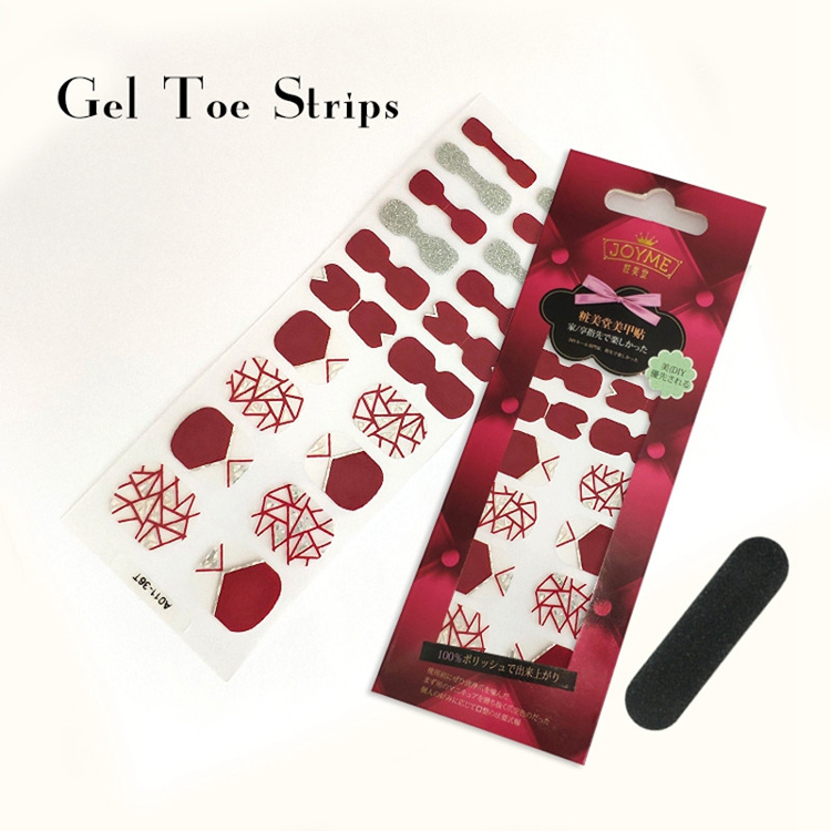 OEM Custom Gel Toe Polish Strips Red With Gridding