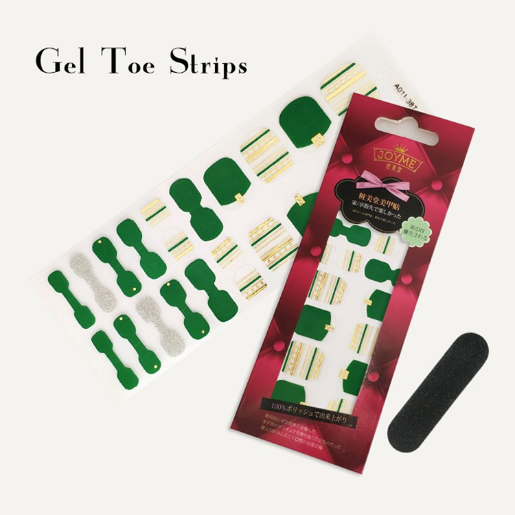 OEM Supplier Gel Toe Polish Strips Green With Metallic