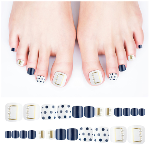 24Pcs Press On Toenails Pre-glued Acrylic Toe Nail Tips
